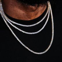 Collier chaîne de tennis en zircon de 3 mm avec chaîne basique Hip Hop tendance