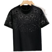 Adolescents et gars marque T-shirt de luxe léger pour hommes à manches courtes étoile diamant chaud net célébrité style chaud niche haut de gamme T-shirt à manches mi-longues
