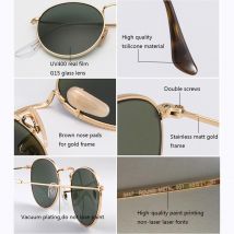 Fashion Real Glass Lens UV400 Retro Round Sun glasses sunglasses men women designer brand feminine oculos de sol 3447