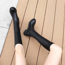 Spring and Autumn Women's New Western Style Slim Elastic Small No More Than Knee Versatile High Barrel Knight Boots