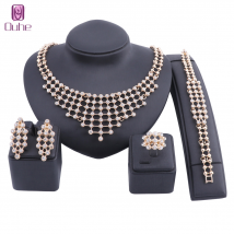 Ensemble de bijoux en cristal pour femmes, cadeau de mariée, collier, boucles d'oreilles, Bracelet, bague, cadeau de fête de mariage