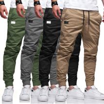 Pantalon de jogging décontracté pour homme, pantalon de travail, de sport, de couleur unie, coupe slim, avec reliure aux jambes