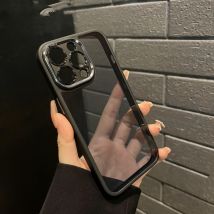 Coque de téléphone avec lentille en métal (15), compatible avec iPhone 14 Promax (homme), iPhone 12 (femme), iPhone 13 (noir), iPhone 16 (anti-chute), iPhone 11 (transparent).