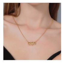 2025 Nouveautés Mode Romantique Argent Couleur Or Infini Amour Pour Toujours CZ Pendentif Coeur Porte-Bonheur Collier pour Femmes Cadeau Bijoux