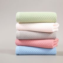 Serviette de toilette en coton gaufré de classe A, en nid d'abeille, respirante et facile à sécher