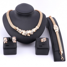 Parures de haute joaillerie pour mariage, collier en cristal doré, perles africaines, perles africaines, bijoux, boucles d'oreilles, accessoires