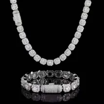 Collier Bracelet Moissanite Dia Personnalisé Vvs Cubain K S Sier 10mm Grande Chaîne De Tennis Dos Solide Hiphop