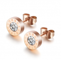 Boucles d'oreilles en acier inoxydable chiffres romains pour femmes hommes mode ronde Anti-allergie cristal boucles d'oreilles en acier inoxydable bijoux
