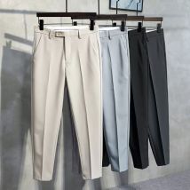 Koshi pantalon hommes été mince droit 9 pantacourt affaires décontracté petit pied pantalon ample drapé costume pantalon