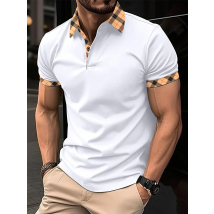 Polo slim fit pour homme – Col à carreaux décontracté | T-shirt tendance à manches courtes