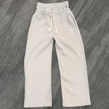 Pantalon de survêtement brodé unisexe – Pantalon large à double ceinture | Pantalon de jogging tendance