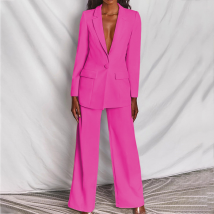 Women's fashion long sleeve suit straight trouser suit
