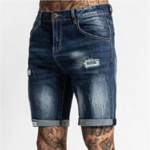 Men's Denim Shorts Trendy Black Slim High Waist Denim Shorts Men