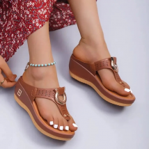 Women New Summer Open Toe Beach Shoes Flip Flops Wedges Comfortable Slippers Cute Sandals Plu Size 35~43 Chaussure Femme