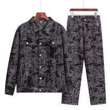 Vêtements pour hommes Spot New Style Old Retro Washed Denim Suit American Loose Jacket Coat Casual Two Piece Suit Trendy