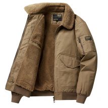 Men's Clothing Wool and cotton bomber jacket for men winter plus velvet thick warm cotton casual workwear coat