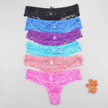 5pcs/lots Thongs Panties Women Sexy Underwear Transparent Lace Seamless Tangas Strings Dropshipping Low Rise Underwear