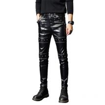 Vêtements pour hommes pantalons en cuir mode pantalons serrés à la mode pantalons pour hommes