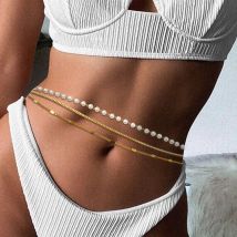 Chaîne de taille en métal multicouche tendance pour femme, chaîne de taille simple et froide, chaîne de corps polyvalente