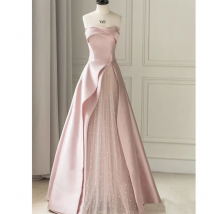 Robe de soirée tube rose pour femme, robe de fiançailles, de mariage, de toast