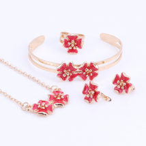 Mode Fille Bijoux Belle Fleur Enfants Collier Bracelet Boucle D'oreille Anneau Enfants Bébé Costume Ensemble De Bijoux 5 Couleurs