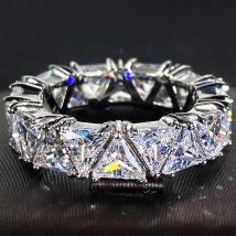 Bague en zircone triangulaire pour femme et homme, bague unisexe, bijoux fantaisie
