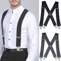 VOOTHOST Bretelles pour hommes travaillant très résistantes, grandes et grandes, 5 cm de large, dos en X avec 4 clips solides, bretelles élastiques réglables pour pantalon VA036