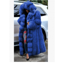 Women'S Winter Extra Long Fur Solid Color Jacket Loose Fashionable Warmth Thick Extra Size Hooded Coat