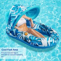 Water Lounge Chair Thickened Pvc Inflatable Floating Row With Sunshade Inflatable Lounge Chair Hammock Adult Water Recreation