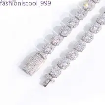 Collier Hiphop personnalisé avec chaîne de tennis massive en argent massif de 8 mm et 12 mm avec lien cubain en diamant Moissanite VVS