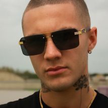 Lunettes de soleil polygonales à double faisceau sans cadre, tendance pour la conduite, pour hommes, 2025