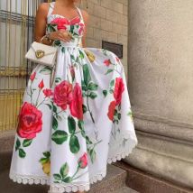 Women's Clothing Summer Casual Sleeveless Floral Print Halter Dress