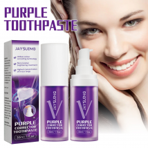 Dentifrice blanc éclaircissant violet Jaysuing éclaircissant les dents blanches nettoyant les taches et les taches, odeur, haleine fraîche,
