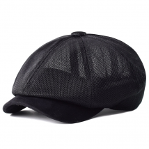 Casquettes de gavroche en maille d'été respirantes décontractées pour l'extérieur, bérets rétro, chapeau octogonal, casquettes plates solides à la mode