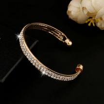 Shuosbai Bracelet Ouverture Fin Strass Femme Charme Bracelet en Argent Sterling pour Club