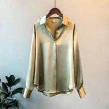 Chemise en satin à manches longues pour femme