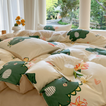 Small fresh four bed sheets and duvet covers, spring student dormitory three set of single piece cartoon bedding