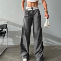 Pantalon de costume ample pour femmes, vêtements de couleur contrastée, mode décontractée, droit, assorti avec tout, automne