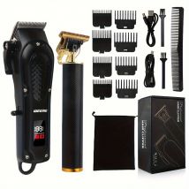 Ensemble de tondeuse professionnelle, tondeuse à lame en T Vintage, tondeuse à barbe sans fil électrique Portable et Rechargeable, tondeuse à cheveux