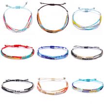 Nouveau bracelet à perles push-pull créatif de style ethnique rétro coloré bracelet à perles simples pour femmes