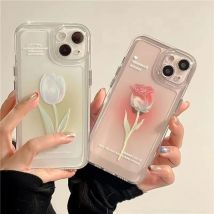 Coque de téléphone rose transparente de luxe pour iPhone 15 14 12 13 11 Pro Max X Xs Xr 7 8 15Plus SE en silicone souple