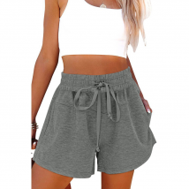 Women's casual pocket solid color shorts Sports shorts