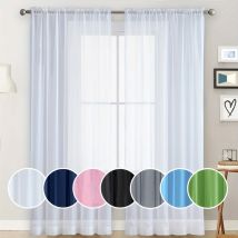 Rideau en térylène de couleur unie, rideau en gaze semi-bloquant pour balcon, fenêtre fine