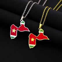 Collier avec pendentif en acier inoxydable pour homme et femme, style ethnique, carte de la France, de la Guadeloupe, tendance