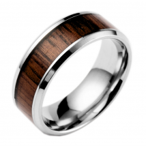 bague populaire couple bague de mariage incrustée de teck bague en acier titane bijoux en acier inoxydable