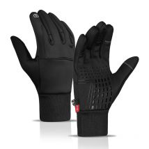 Gants imperméables d'extérieur automne et hiver écran tactile hommes coupe-vent chaud cyclisme fermeture éclair sports plus velours alpinisme gants de ski