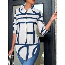 Chemise ample grande taille pour femme, haut imprimé, chemise à manches longues