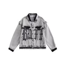 Men's Clothing Fashion Brand Handsome Letter Graffiti Washed Denim Jacket Men's Spring And Autumn New Couple Detachable Sleeves Two Way Jacket