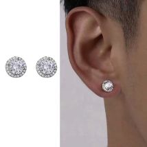 High end full diamond earrings for men, fashionable and versatile, American style, cool style, niche, light luxury design, men's earrings trend
