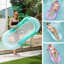 Inflatable Water Lounge Chair With Armrests Mesh Seat Foldable Floating Chair With Ergonomic Backrest For Pool Lake Beach